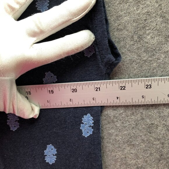 J. Jill Linen Blend T Shirt Womens MP Navy Blue Split Neck Dolman Short Sleeve - Picture 7 of 8